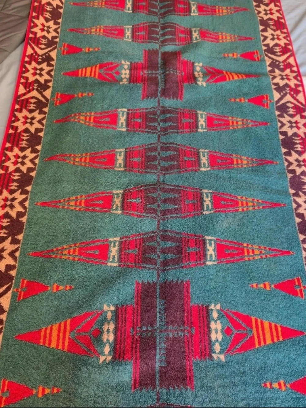 Vintage,Ralph Lauren Red & Teal Southwestern Pattern Towel